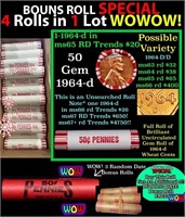 THIS AUCTION ONLY! BU Shotgun Lincoln 1c roll, 196
