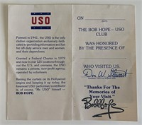 Bob Hope facsimile signed USO card