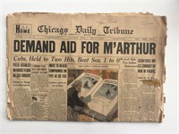 Joe Foss signed  1943 Chicago Herald Tribune newsp