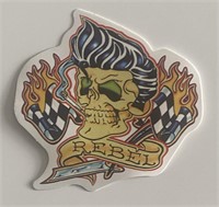 Rockabilly Rebel racing skull sticker