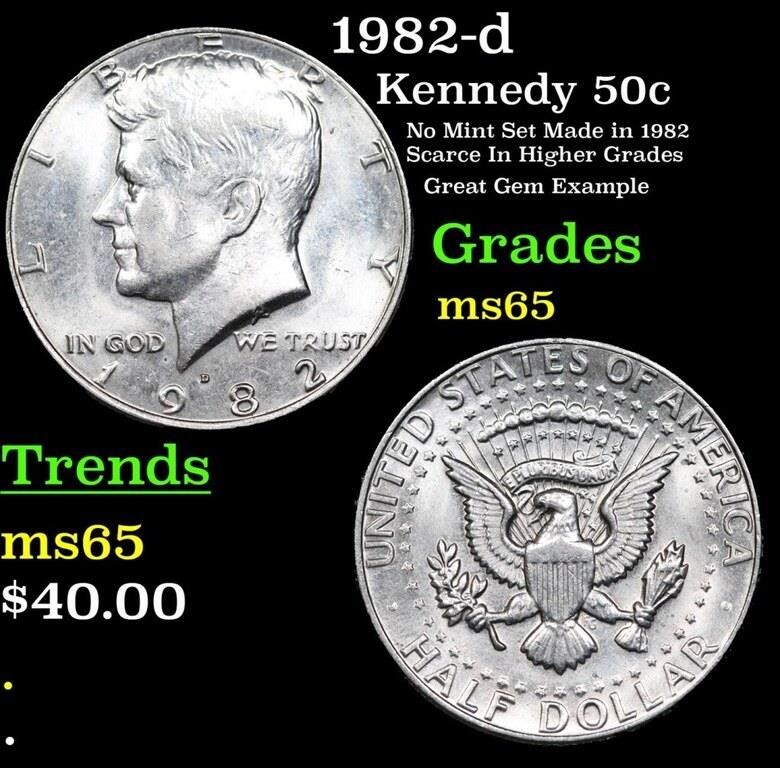 1982-d Kennedy Half Dollar 50c Grades GEM Unc