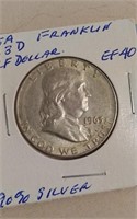 1963D US Franklin Half Dollar 90% Silver EF40