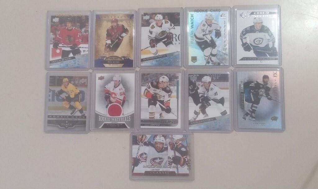 11 NHL Cards Incl. Fabric & Rookies