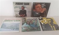 Five Johnny Cash LP Records