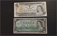 1867-1967 Canada Centennial $1 & 1973 Canada $1