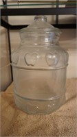 Glass Cookie Jar w/Apple Pattern