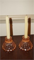 Pink Depression Glass Jeanette Compy Candle Sticks