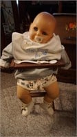 Vintage Baby Doll with High Chair