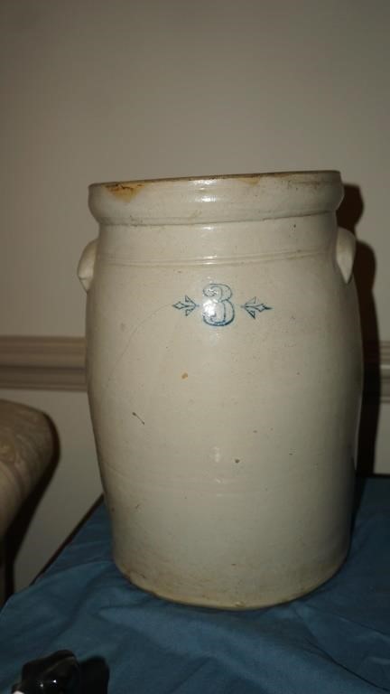 Antique #3 Blue Crock Stoneware