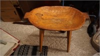 Antique Two Handled Dough Bowl on Legs