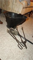 Antique Coal Bucket with Tools