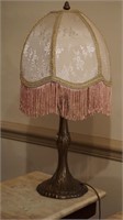 Vintage Brass Lamps w/ White and Pink Shade