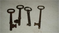 Set of 4 Antique Brass Skeleton Key