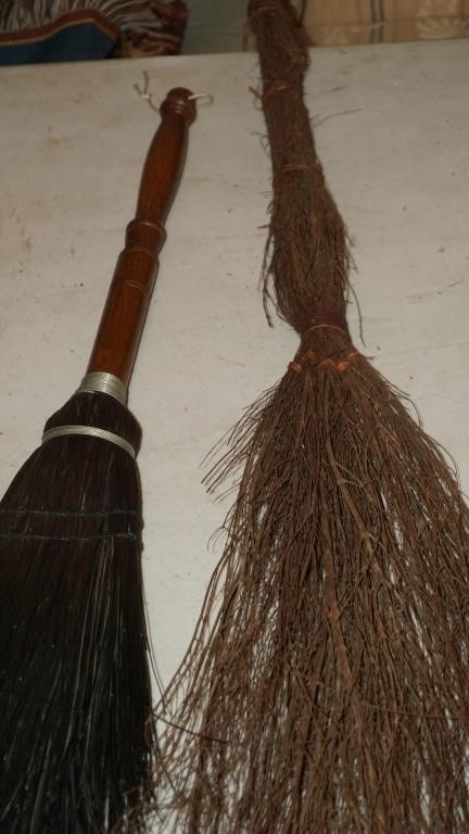 Set of Two Wall Hanging Brooms