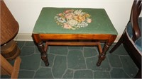 Antique Needle Point Cover Piano Bench
