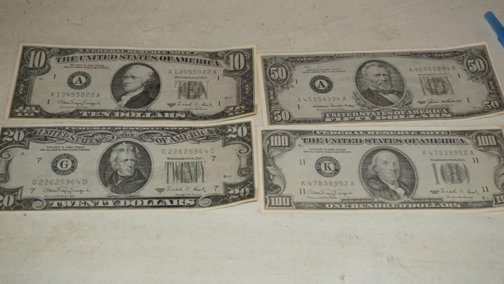Collection of Large Fake US Bills