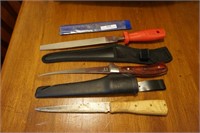 Two Knives and One File with Sheath