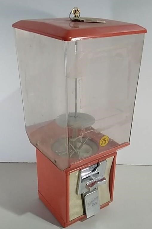 Vintage 25 Cent Candy Dispenser W/ Key