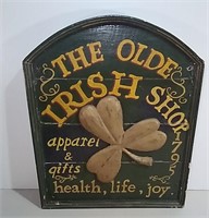 1940's Maine Olde Irish Shop Wooden Sign