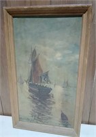 Signed 1959 Andre Berube Nautical Oil Painting