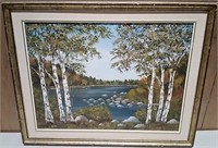 Signed R. Goodwin Landscape Oil Painting 23x29"