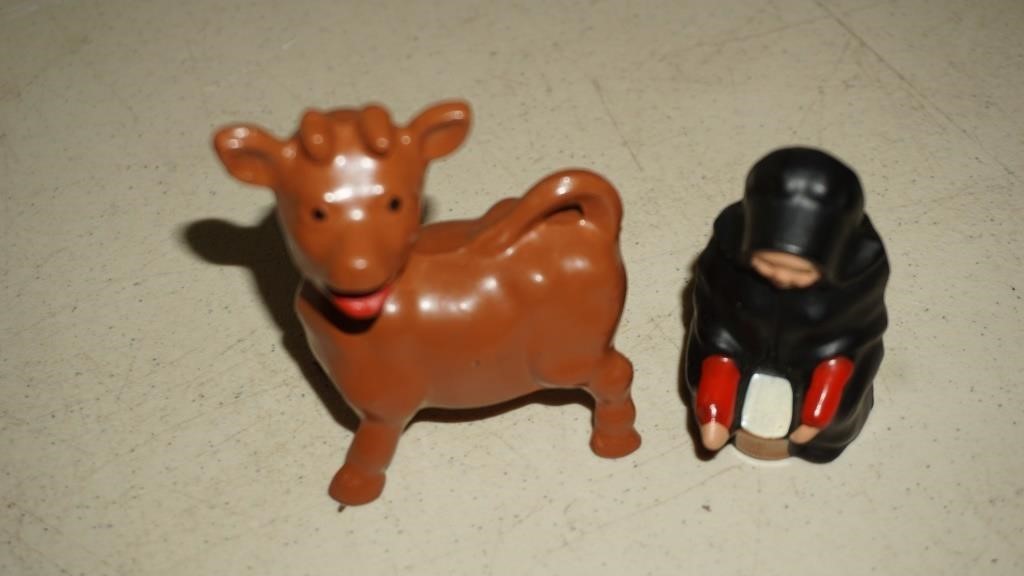 Milk Maid and Cow Salt and Pepper Shakers