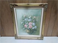 Signed Floral Oil Painting 21x25"