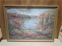 Signed Scenic Oil Painting 37x27"