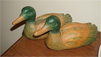 Pair of Two Wooden Decorative Ducks
