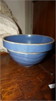Vintage Blue Pottery Mixing Bowl