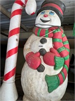 Vintage Snowman and Candy Cane