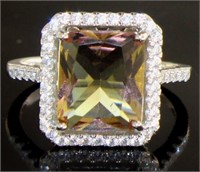 Emerald Cut Sultanite Color Change Ring
