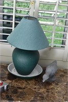 Green Lamp, Ceramic Pie Plate, Duck Figurine