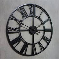50cm Rome Wall Clock  Iron Art  Black