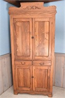 Oak Cabinet with Shelves and Drawers