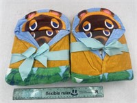 NEW Lot of 2- Animal Crossing Hooded Towel Wrap
