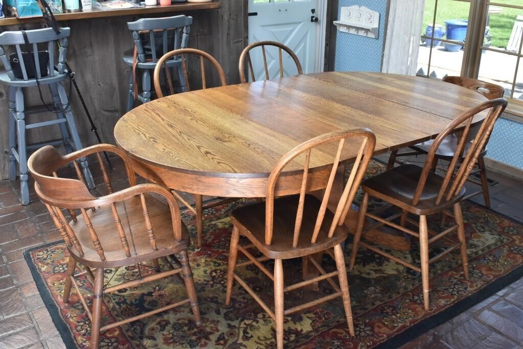 Antique Tiger Oak Dining Table