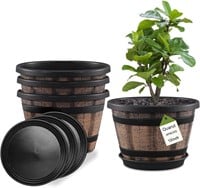 Whiskey Barrel Planters Set  12in - Brown