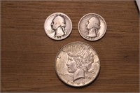1928 Silver Peace Dollar, 1937 S, 1938 S