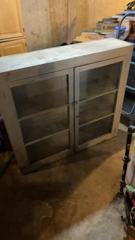 Antique cabinet with glass doors 42 x 38, tall 11