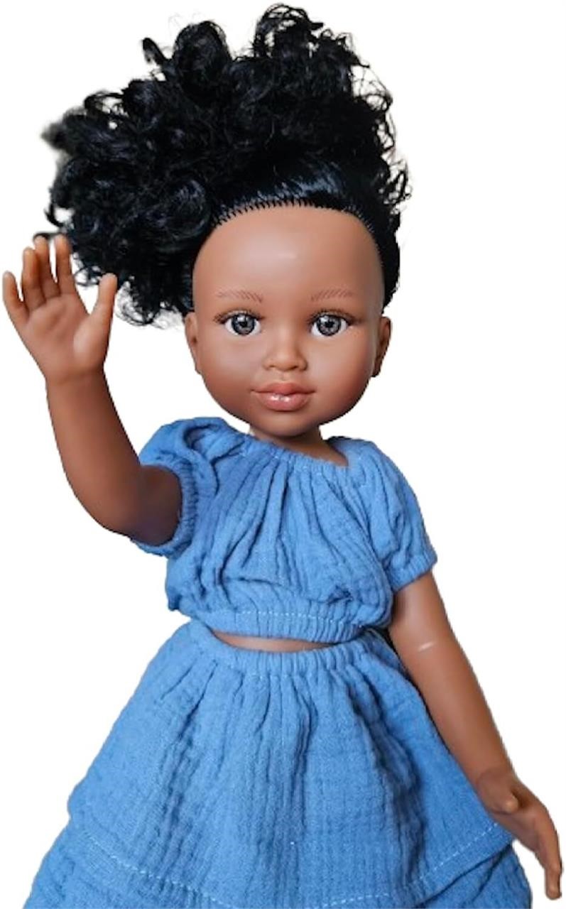 18 inch Black Doll Bi-Racial with Dress - Zuri