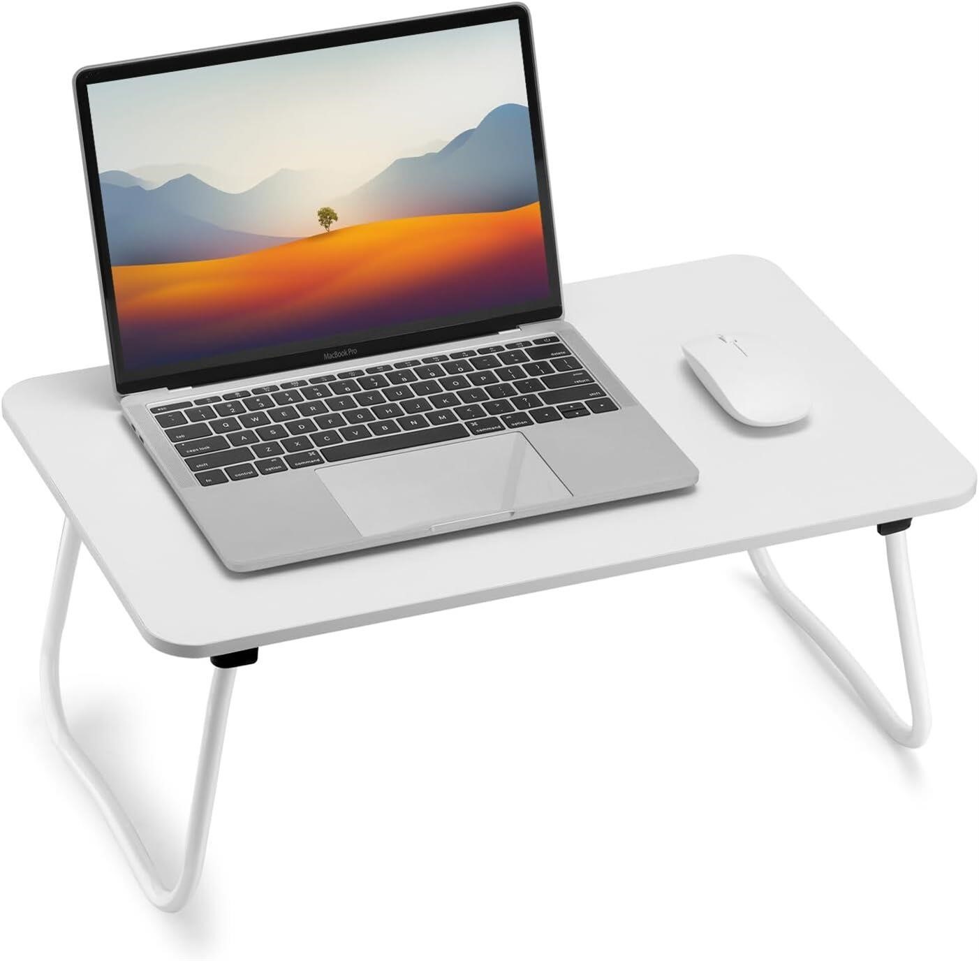 FISYOD Foldable Desk  Bed Table - White