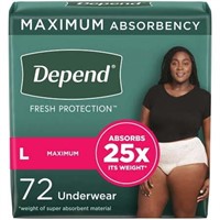 Depend Fresh Protection Underwear Women L 72Ct