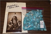 REPRODUCTION CABINET PHOTO AND TURQUOISE PIECES