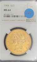 1904 Double Eagle $20 Coin