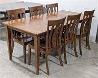 Rustic Cherry Dining Set With 2 Leafs And 6 Chairs