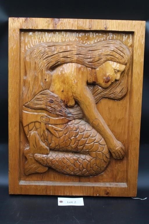 Wood  Carved Mermaid Wall Hanging Decor