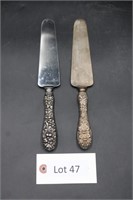 (2) Sterling Silver Handle Serving Knifes