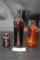 (3) Amber Glass Bottles Apothecary/ Medicine Bottl