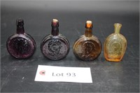 (4) Vintage Glass Amber Presidential Bottles